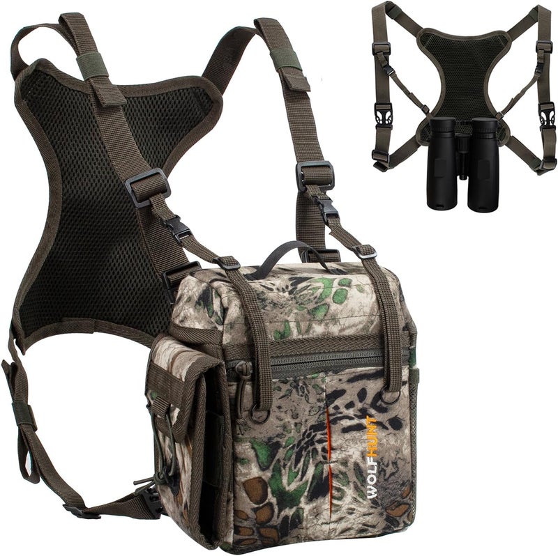 WOLFHUNT Prym1 Camo Binoculars Chest Pack with Rangefinder Pouch, Binoculars Harness Bags Magnetic Opening Bino Case Triple-Use Mode, Hunting Chest Pack W/MolleSystem & Lens Cleaning Cloth - Image 1